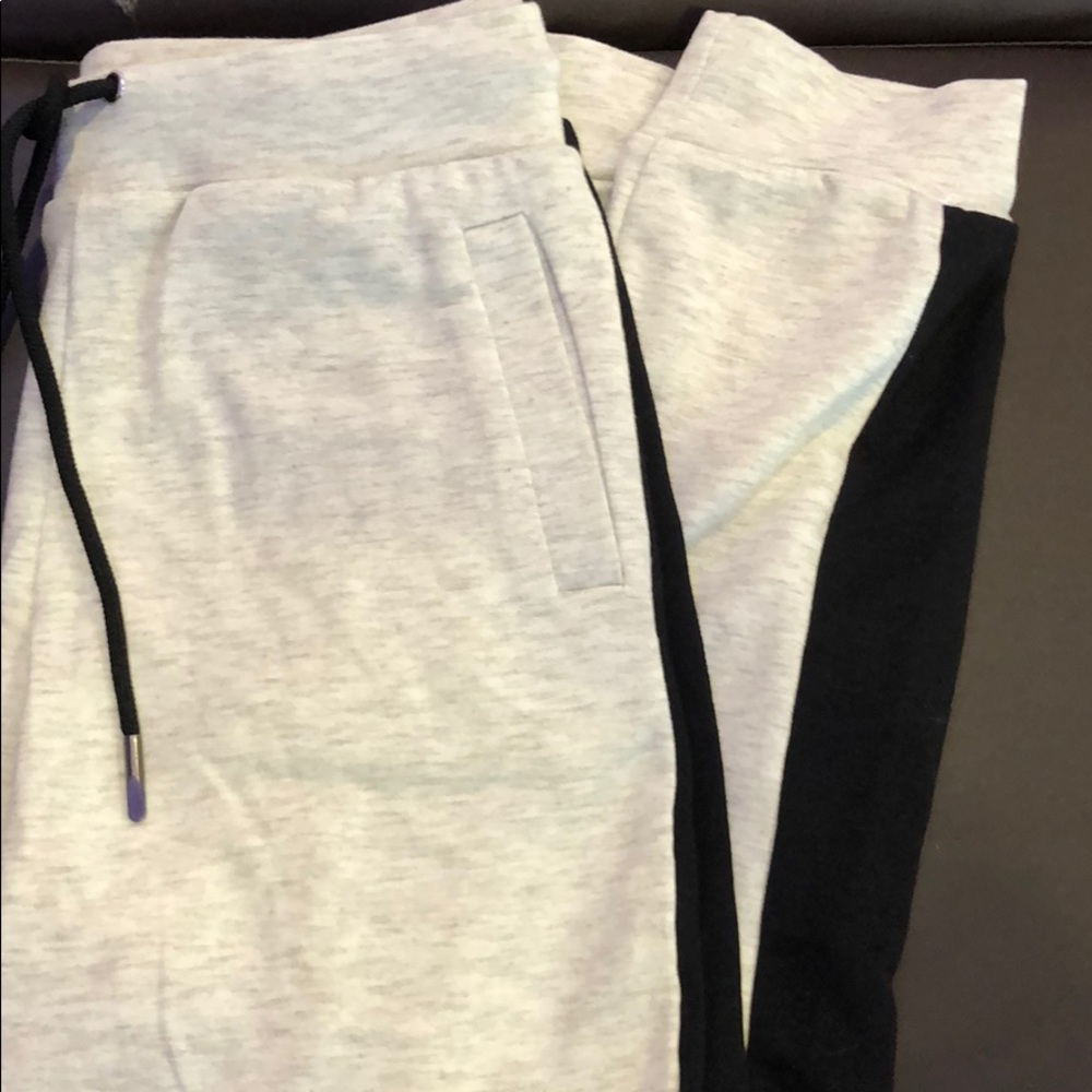 Light Grey Joggers with Black Stripe